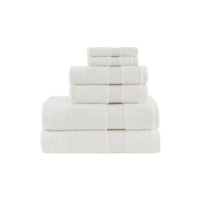 6pc Organic Cotton Bath Towel Set White