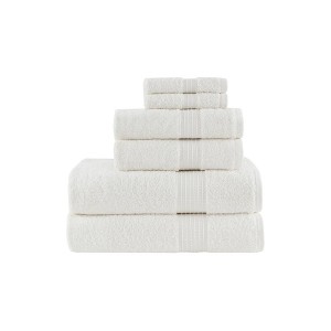 100% Organic Cotton 6pc Absorbent Ultra Soft Bath Towel Set - 1 of 4