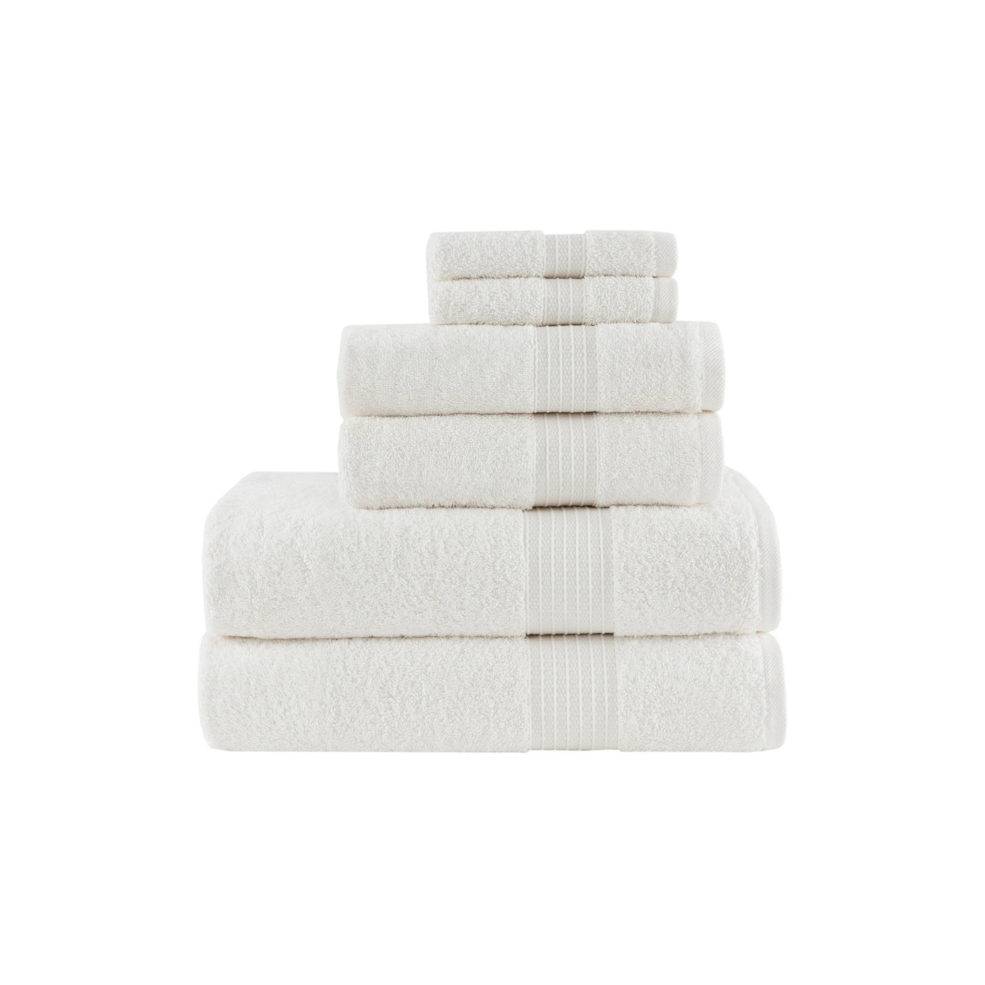 6pc Organic Cotton Bath Towel Set White: Madison Park, Modern Style, Heavyweight Terry Cloth, OEKO-TEX Certified