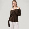 Anna-Kaci Active Women's Long Sleeve V-Neck Pullover Top with Relaxed Fit and Drop Shoulder Design - 3 of 4