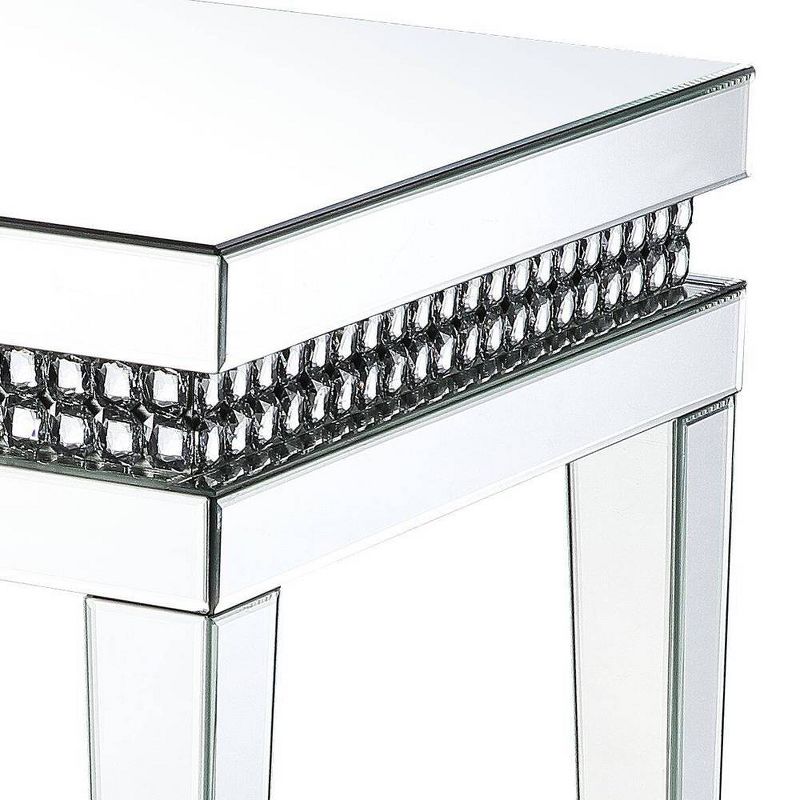 20&#34; Lotus Mirrored Accent Table Faux Crystals - Acme Furniture, 4 of 7