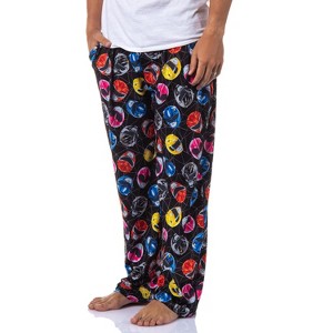 Power Rangers Mens' Tossed Print Red Pink Black Yellow Sleep Pajama Pants Black - 1 of 4
