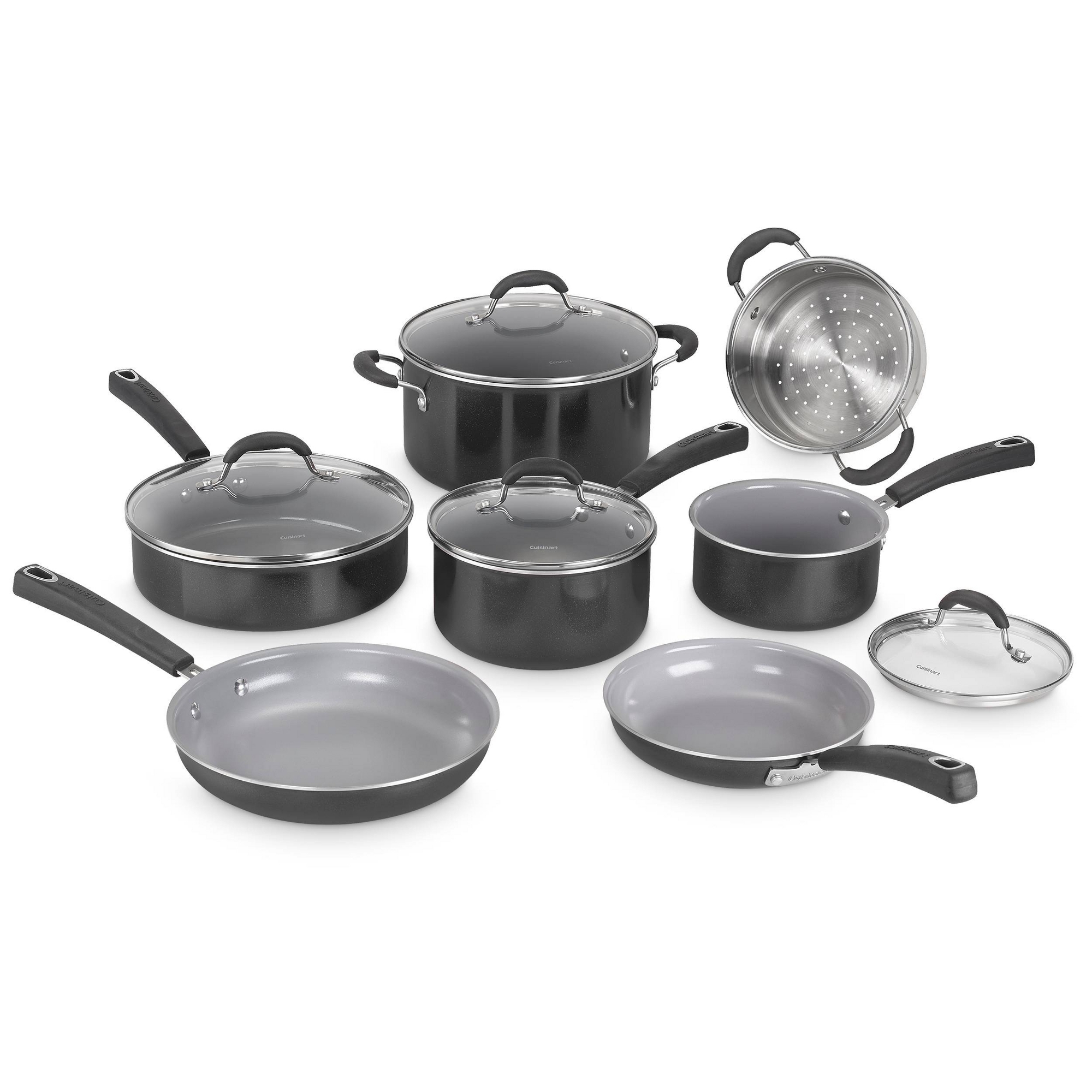 Cuisinart Ceramica XT 11pc Non-Stick Cookware Set - 54C-11BK: Black, Gas & Electric Compatible, Lifetime Warranty