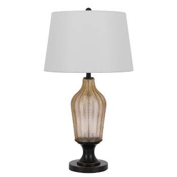 30.5" Glass Table Lamp Brushed Steel - Cal Lighting