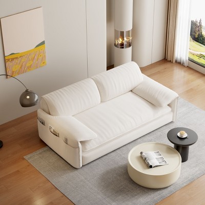 NicBex Pull Out Sofa Bed,Modern Convertible Sleeper Loveseat Sofa with Side Storage,Velvet 2-Seater Couch for Living Room,
