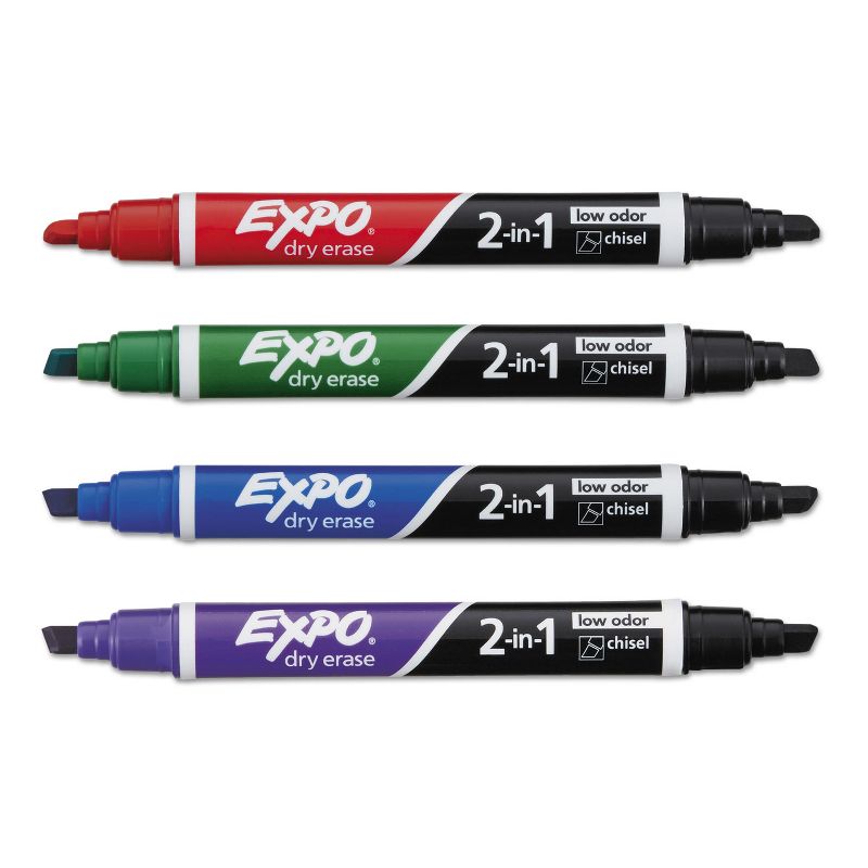 EXPO 2-in-1 Dry Erase Markers 5 Assorted Colors Medium 4/Pack 1944655, 3 of 7