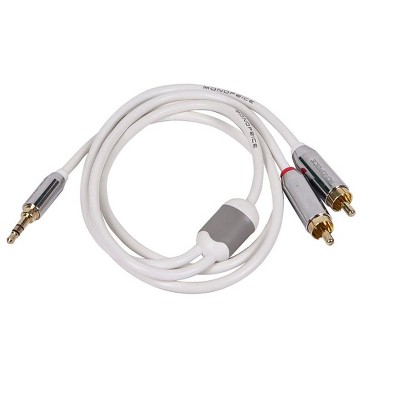 Monoprice Audio Cable - 3 Feet - White | Stereo Male to RCA Stereo Male Gold Plated Cable for Mobile