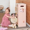 ROBOTIME Play Food And Toy Kitchens Kids Washer And Dryer Playset, Wooden Laundry Pretend Play Set for Girls, Pink, 11.2"*16.14"*31.49" - 2 of 4