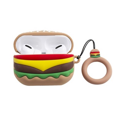 Insten Cute Case Compatible with AirPods Pro - Hamburger Cartoon Silicone Cover with Ring Strap