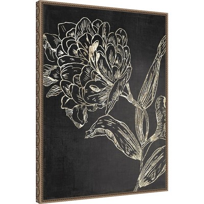Golden Flower Folklore II Bronze Framed Abstract Canvas Art