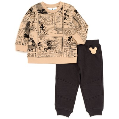 Disney Mickey Mouse Goofy Newborn Baby Boys Fleece Sweatshirt and Pants Set Mickey Mouse Gray 3-6 Months
