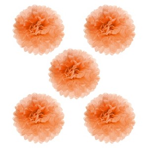 Unique Bargains Decorative Reusable Party Wedding Tissue Pom Poms Flowers 5 Pcs - 1 of 4