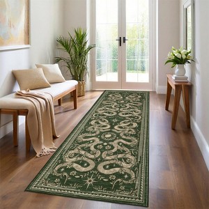 Washable Modern Snake Printed Rug Non Slip Low Pile Rug Soft Throw Floor Cover Foldable Indoor Carpet for Living Room Bedroom Playroom Nursery - 1 of 4