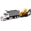 International Lonestar Dump Truck White and Wheel Loader Yellow with Flatbed Trailer 1/43 Diecast Model by New Ray - 2 of 4
