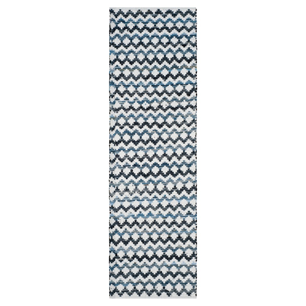 Ivory Blue/Black Stripes Woven Accent Rug - (3'x5') - Safavieh