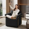 360° Swivel Accent Chair with Gold Metal Frame, Fluffy Upholstered Armchair for Living Room or Bedroom, Modern Square Lounge Chair-Maison Boucle - 2 of 4