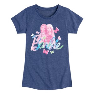Girls' - Barbie - Tie Dye Butterfly Logo Fitted Short Sleeve Graphic T-Shirt - 1 of 3