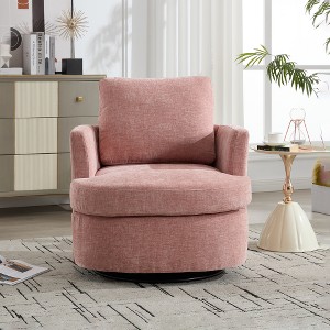 Lyngins Swivel Accent Chairs with Backrest,Upholstered Swivel Barrel Chairs,Sofa Chairs for Bedroom,Living Room - 1 of 4