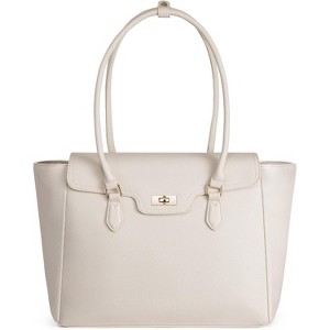 Laptop Bag for Women Soft Leather Work Bag, Office Shoulder Tote Purse with Flap Design - 1 of 4