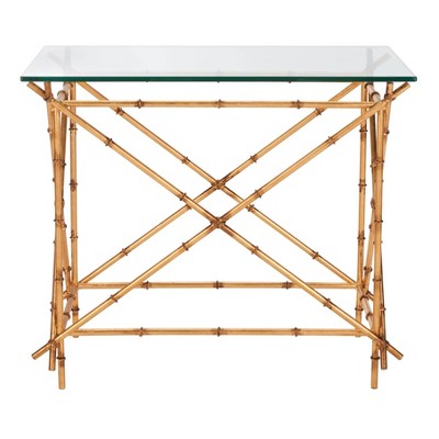 Mark Crisscrossed Gold Accent Table Gold/Clear Glass - Safavieh