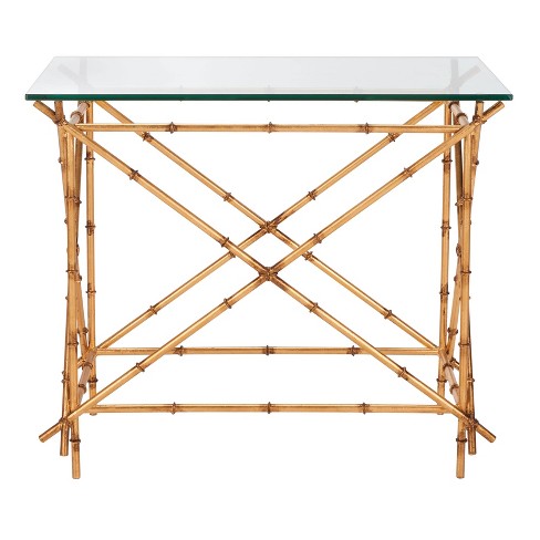 Mark Crisscrossed Gold Accent Table Gold Clear Glass Safavieh Target