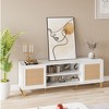 Garvee Rattan TV Stand for 65 Inch TV, White Entertainment Center Modern TV Console Table for Living Bedroom - 3 of 4