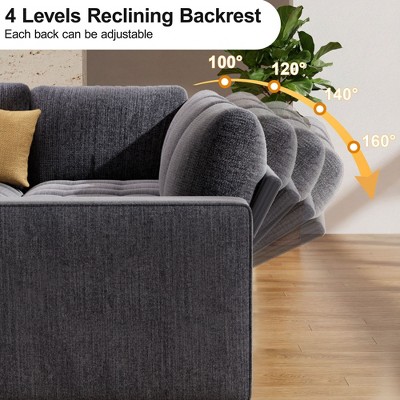Backrest recline range illustration for the sectional sofa