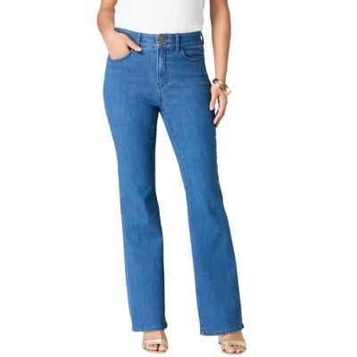 Roaman's Women's Plus Size High-Rise Tummy Control Bootcut Jeans