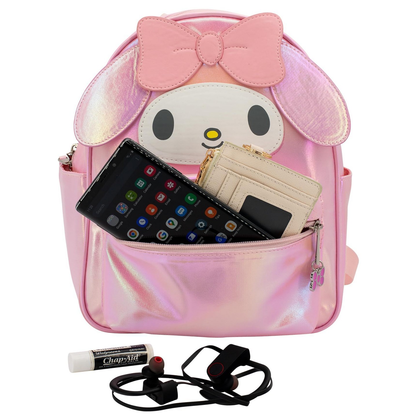 Рюкзак My Melody Big Face Cosplay Mini PU Purse, Shoulder Bag with Epoxy Filled Metal Bow Charm, 10.5 Inch, Adjustable Straps, Faux Leather — фото 4