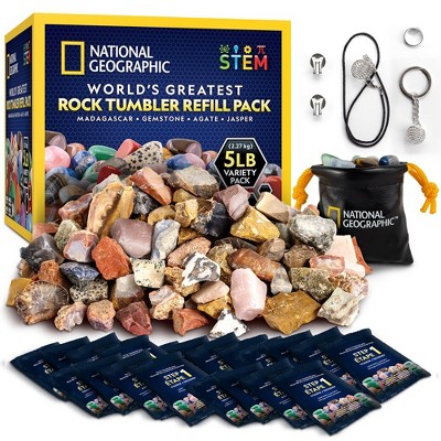 NATIONAL GEOGRAPHIC World's Best Rock Tumbler Refill Kit with 5 lb. Mix of Rocks, Grit & More