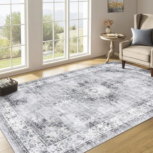 coucheta Multi-size Washable Vintage Medallion Area Rug, Stain-Resistant Non-Slip Traditional Low Pile Carpet, for Living Room, Bedroom, Dining Room - 1 of 4