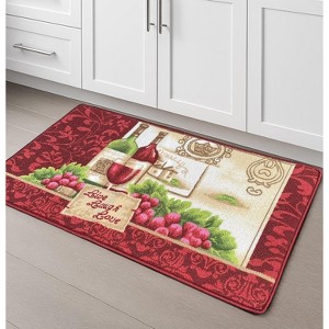 Home Mart Goods Burgundy Red Washable Kitchen Mat With Non-Slip Backing - 19"x39" - 1 of 4