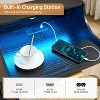 Rattan Nightstand with LED Lights & Charging Station, 2 Drawers, Sturdy Metal Legs, Modern Bedside Table for Bedroom & Living Room, Black - 3 of 4