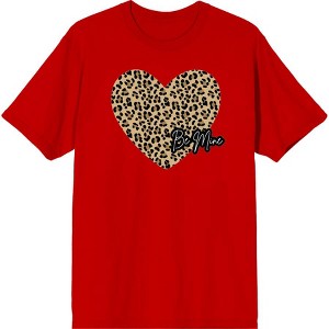 V Day Cheetah Heart Be Mine Crew Neck Short Sleeve Adult T-shirt - 1 of 2