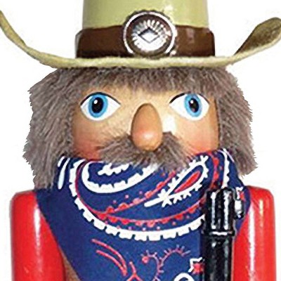 14.5" Beige and Red Wooden Cowboy Nutcracker with Rifle and Lasso