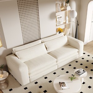 93'' Teddy 3-Seater Sofa with Pull-Out Function, Chaise Lounge, 3-in-1 Convertible Feature and 2 Lumbar Pillows - 1 of 4