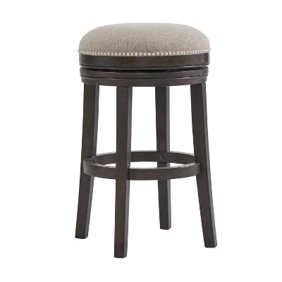 Elegant Dark Brown Swivel Bar Height Stool Set, Rubberwood