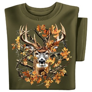 Collections Etc Fall Foliage Buck Short Sleeve Graphic Tee - 1 of 4