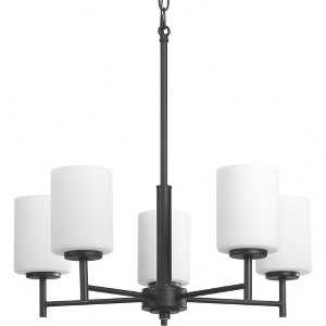 Progress Lighting Replay 5-Light Chandelier, Brushed Nickel, White Glass Shades - 1 of 3