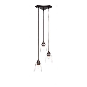 Toltec Lighting Europa 3 - Light Pendant in  Dark Granite with 4.5" Square Clear Bubble Shade - 1 of 1
