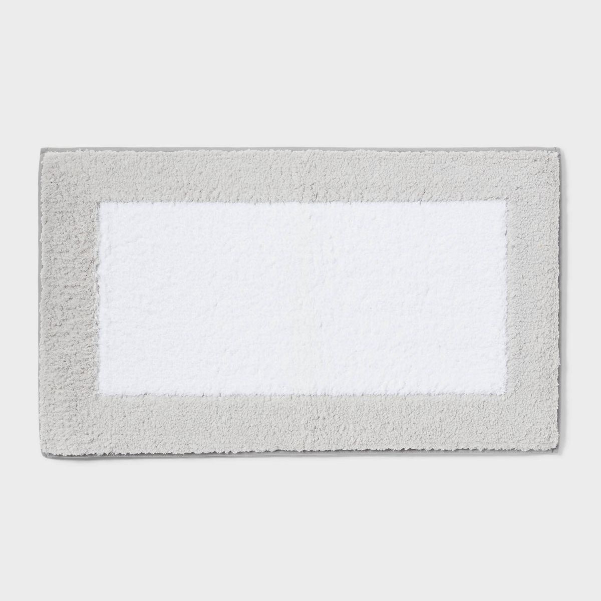 20"x34" Fluffy Border Memory Foam Bath Rug Gray - Threshold™
