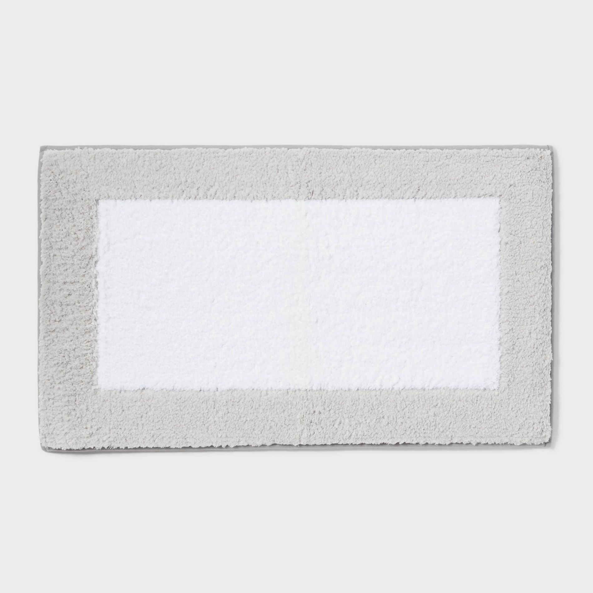 20"x34" Fluffy Border Memory Foam Bath Rug Gray - Threshold™