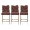 WestinTrends Hayes 24" Linen Fabric Tufted Counter Stool (Set of 3) - 3 of 4