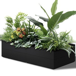 SEVOBAL Planters Outdoor Rectangle 2Pcs 4x4x2ft Garden Bed Planter Box Planter Herbs-Large Garden Bed Kit for Vegetables, Black, 94.48"*47.24"*23.62" - 1 of 4