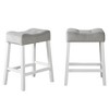 DOMETOUR Set of 2 Velvet Counter Height Stools with Tufted Saddle Seats - 2 of 4