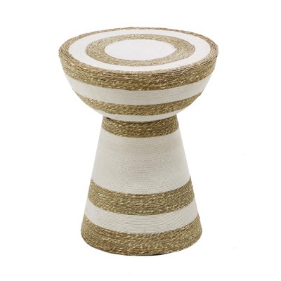 Wren Grass Side Table Natural and White 16"W x 16"D x 20"H