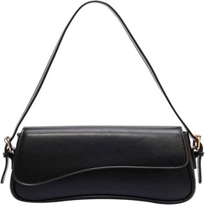 Attop Black Shoulder Bag for Women Y2K Trendy Purse Vegan Leather Hobo Handbags Clutch Saddle Bag with 2 Removable Strap