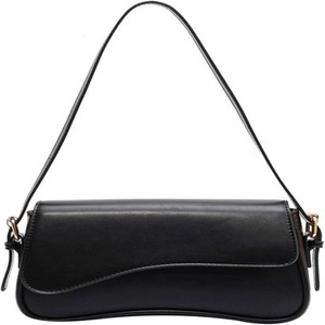 Attop Black Shoulder Bag for Women Y2K Trendy Purse Vegan Leather Hobo Handbags Clutch Saddle Bag with 2 Removable Strap - 1 of 4