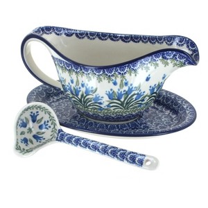 Blue Rose Polish Pottery 239-561 Ceramika Artystyczna Gravy Boat with Ladle - 1 of 1