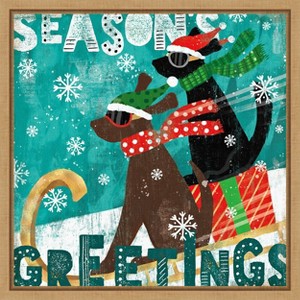 Amanti Art Merry Making IV Dog Sled by Veronique Charron Canvas Wall Art Print Framed 16 x 16-in. - 1 of 4